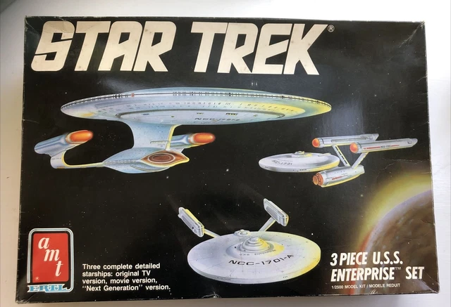 AMT/ERTL Model Kit STAR TREK 3 Piece USS Enterpri #6618-No instructions/stickers