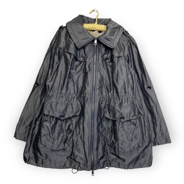 Burberry Brit Women's 10 Taffeta Metallic Shine Hooded Trench Coat Rain Jacket 2