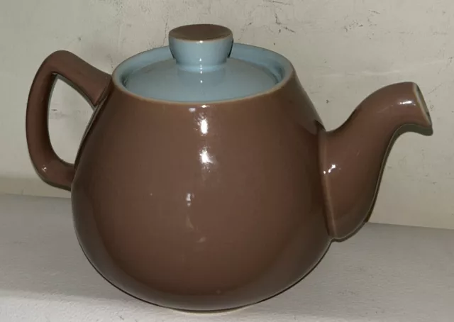 Denby Langley Lucerne 2 Tone Stoneware Teapot 1960'S Coffee & Blue