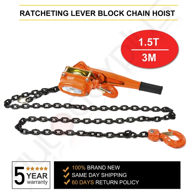 1.5 TON LEVER Block Chain Hoist Ratchet Type Come Along Puller 10FT