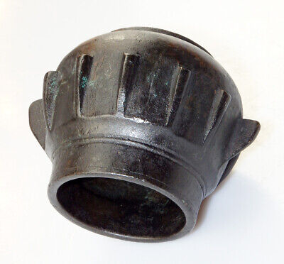 Originaler Bronze Rippenmörser Spanien Maurisch Kugelförmig 16. Jh. Mortar 3