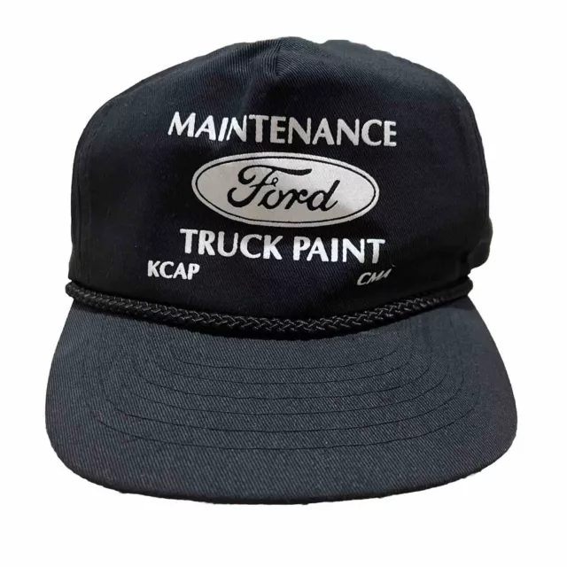 Vintage Ford Maintenance Truck Paint Black Rope Snapback Hat