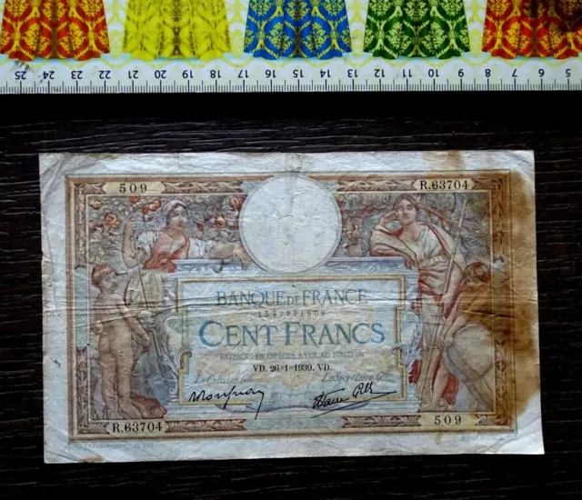 (FR), Billet de Banque, () ,  100 Francs , Année : 1939 .