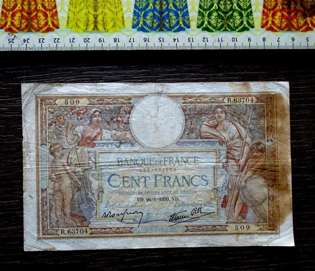 (FR), Billet de Banque, () ,  100 Francs , Année : 1939 .