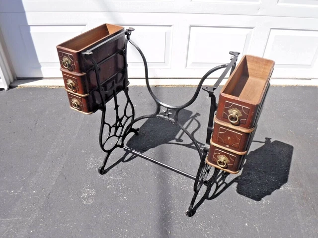 ANTIQUE &DOMESTIC& TREADLE Sewing Machine Base with 6 Drawers "FREE