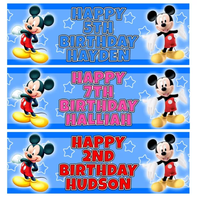 MICKEY MOUSE Personalised Birthday Banners - Minnie Mouse Birthday Banners