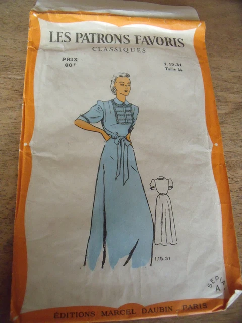 Patron Vintage PARIS LUXE Pour Chemise De Nuit Taille 44 - Ancien Et Scellé - Couture Rétro Femme