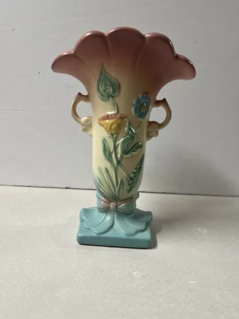 Vintage Hull Art Pottery Vase, B-8, 8 1/2", Flowers, Bow Knot  1949 Fantastic