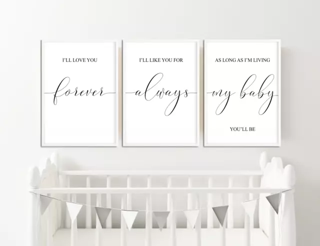 Monochrome Nursery Prints Pictures, Wall Art Baby Bedroom Decor, Boys Girls Set