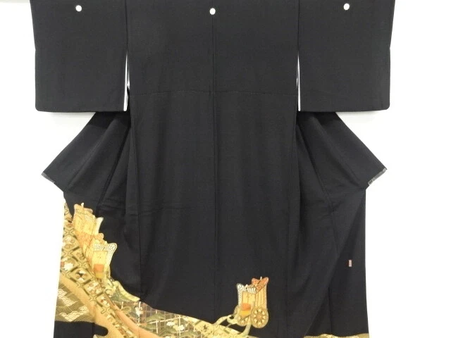 41694# Japanese Kimono / Antique Tomesode / Embroidery / Carriage & Ume Blos