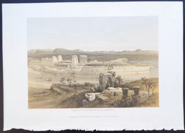 David Roberts 1856 Authentic Quarto Lithograph Plate 151 Philae View Nubia Egypt