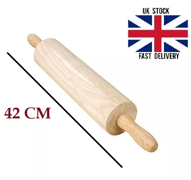Professional Wooden Rolling Pin Chapatti Roller Maker Pan Cake 2 Handles 42CM