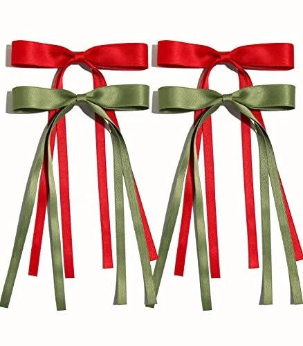 4pcs Hair Clips for Women Tassel Ribbon Bowknot Hair Clips with Long Tail Wom...