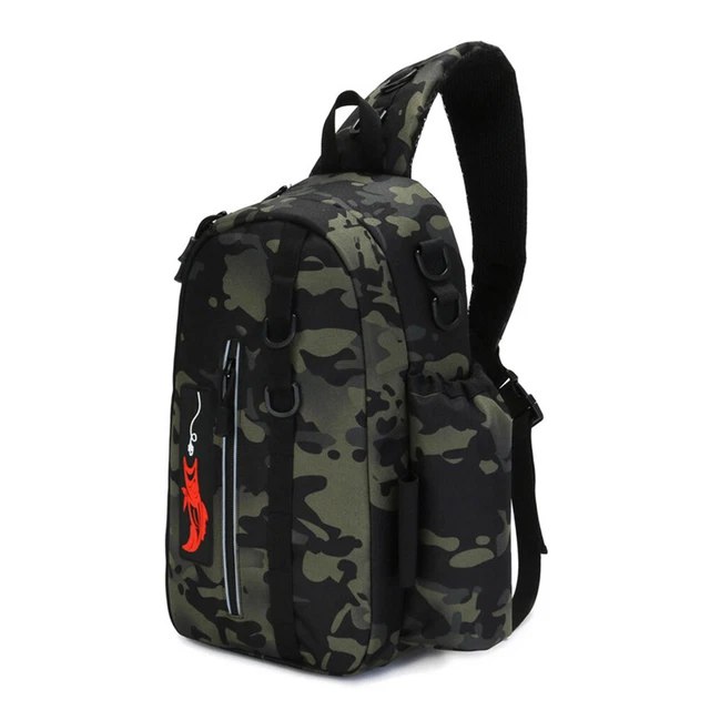 Fishing Bag Lure Shoulder Backpack Tackle Carry Pouch (Dark Camouflage) FS2#