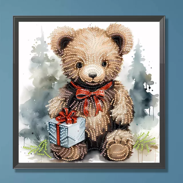 5D DIY Partial Special Shaped Drill Diamond Painting Gift Bear Kit Decor 30x30cm