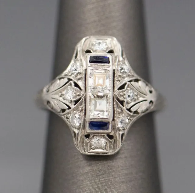 Antique Edwardian Ring 2Ct Simulated Diamond Women's Wedding Ring 14K White Gold
