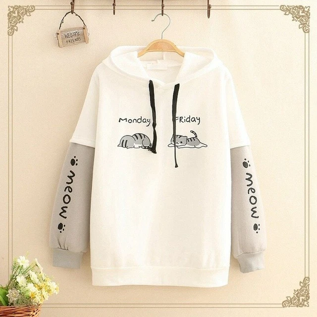 Japanese Mori Girl Cute Anime Women Sweatshirt Winter Animal Printed Warm