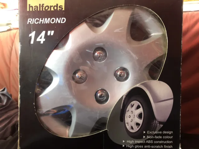 Halfords Richmond 14” Wheel Trims Silver Anti Scratch Plastic Non Fade Boxed New