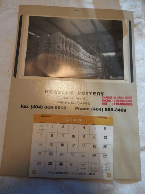 vintage hewell pottery calendar 1996 mint never used vintage hewell pottery calendar 1996 mint never used