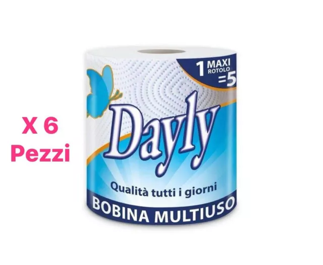 6 bobine di carta trapuntata Maxi Rotolo Multiuso asciuga OFFERTA