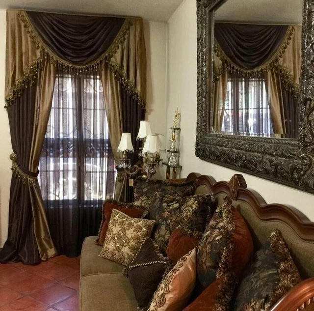 WINDOW CURTAINS SET Panel Drapery Valance Sheer Rod Pocket Color ...