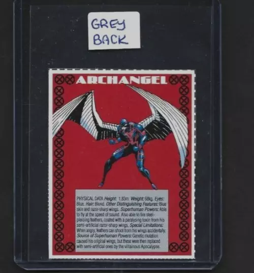 1996 UK Sugar Puffs Cereal X-Men ARCHANGEL Card Grey Back Variety