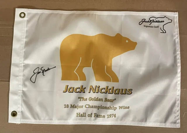 Jack Nicklaus Signed Autographed Custom Golden Bear Pin Flag Masters Champ HOF