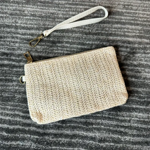 Womens Straw Clutch Bag Bohemian Zipper Wristlet Summer Beach Mini Handbag New
