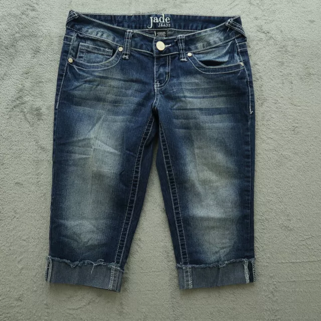 Jade Jeans Women's 3/4 Blue Low-Rise Capri Cotton Blend Denim Pants 29x15