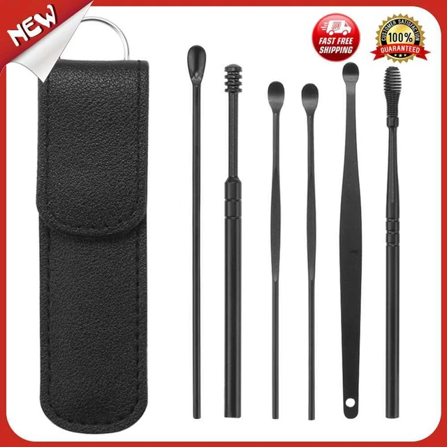 es 6pcs Ear Wax Picker Kit Health Care Curette Earpick Household Tool (Black)