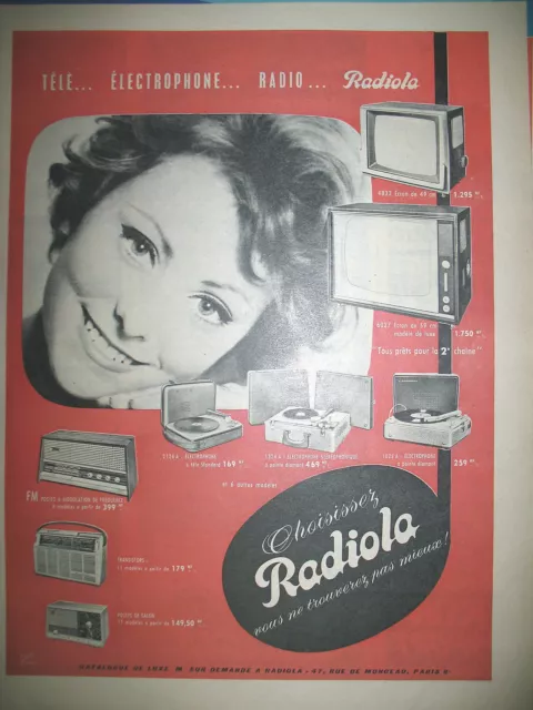 Publicite De Presse Radiola Television Electrophone Radio French Ad 1963