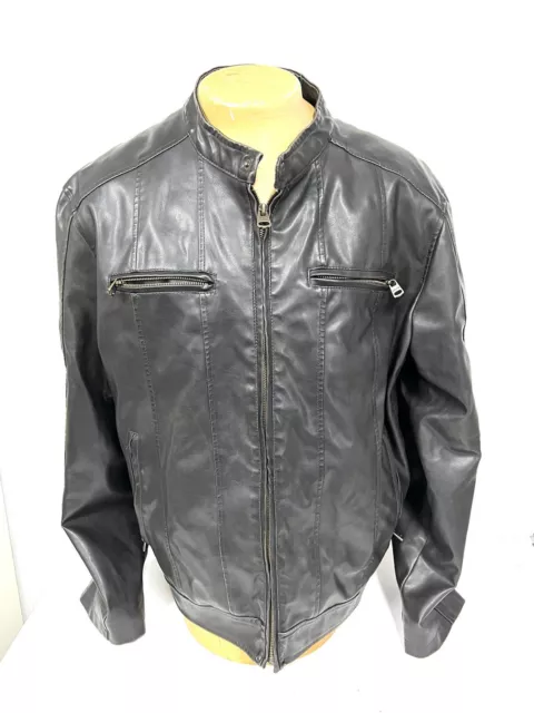 Black Genuine Leather Levi's Motorcycle Jacket Black Sz XL