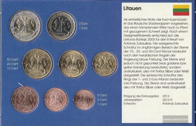 Litauen 2015 Stgl./unzirkuliert Kursmünzensatz 2015 EURO-Erstausgabe