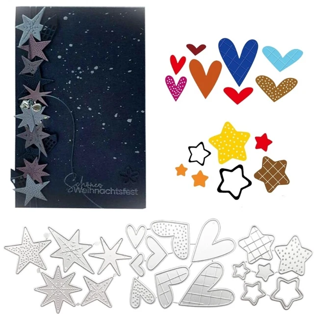 Lace Flower Border & Stars Frame Metal Cutting Dies - Carbon Steel Craft Dies For Scrapbooking & Card Making