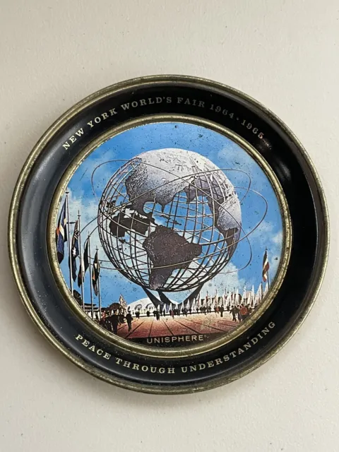 Vintage 4" New York World's Fair Unisphere 1964-65 Souvenir Metal Tray Dish