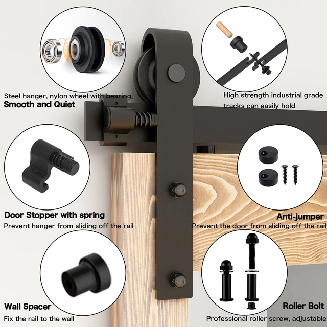 4-20FT Sliding Barn Door Hardware Closet Track Kit for Single/Double/Bypass Door 2