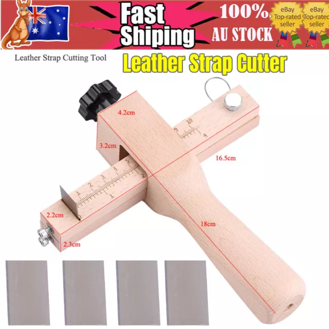 Wooden Leather Strap Strip Cutter Hand Cutting Craft DIY Tools Sets + 5 Blade AU