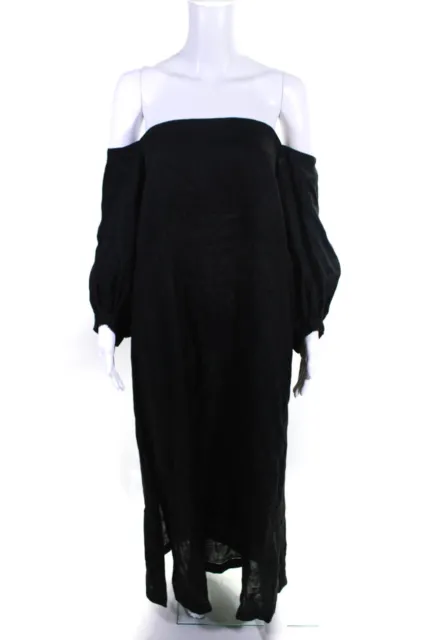 Lisa Marie Fernandez Womens 3/4 Sleeve Off Shoulder Maxi Dress Black Size 3