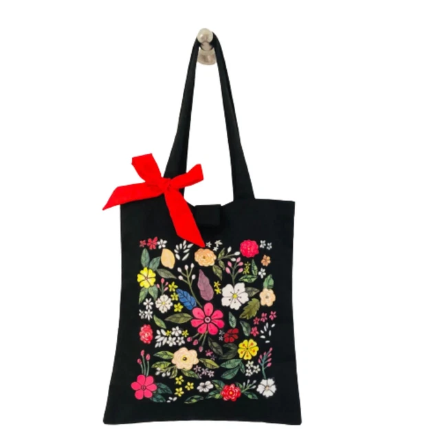 Women's Floral Canvas Handbag Shoulder Crossbody School Shopping Travel Tote Bag