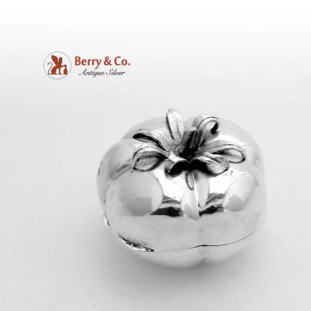 Figural Tomato Pill Box Italian 800 Silver 1960
