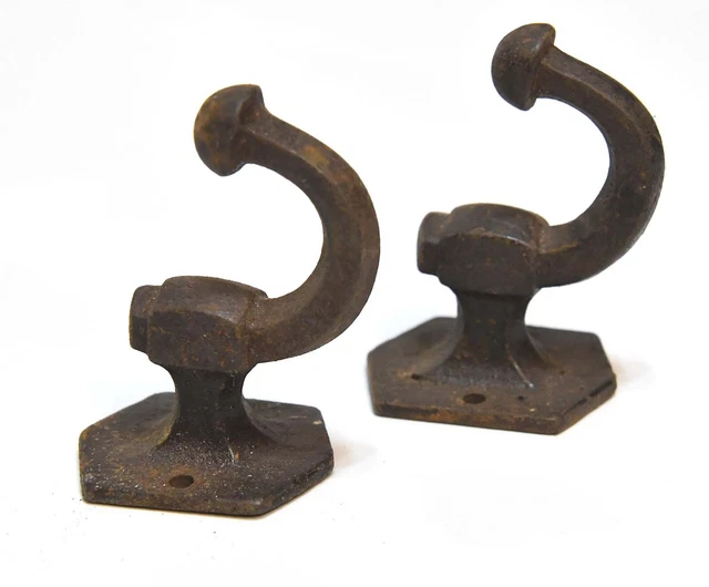 2 Vintage Metal Hat Or Coat Hooks 2