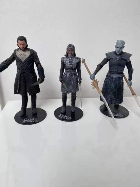 3 x Mcfarlane Game of Thrones Figures Arya Stark Jon Snow Night King Exc Cond