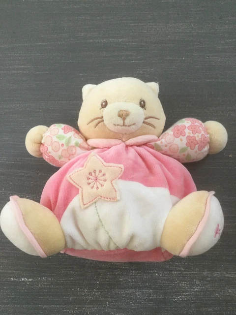 Doudou Kaloo Chat Boule Rose Fleurs Etoile Grelot LILIROSE