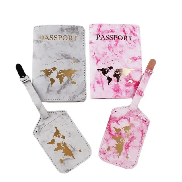 Portable PU Leather Travel Passport Card Cover with Luggage Tags Holder for