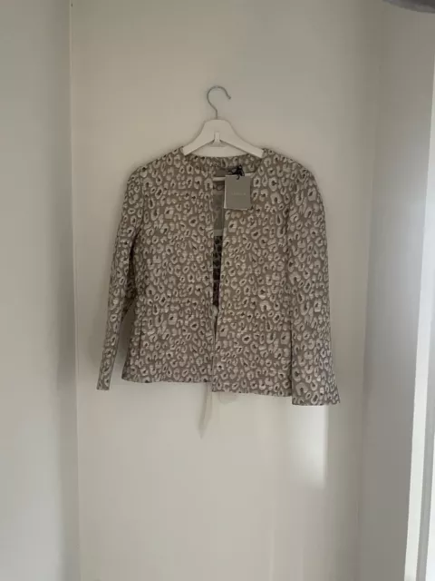 MARELLA Beautiful Sz UK 10 Brown / Grey print BNWT £229 Tie Waist Open Jacket