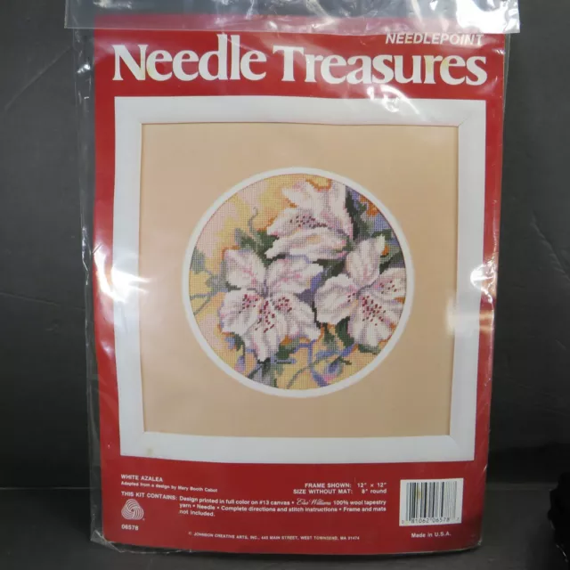 Kit de Azalea Blanca Needle Treasures Mary Booth Cabot Elsa Williams Hilo de Lana