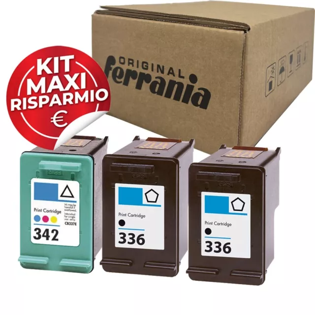 3 Cartucce HP336XL Nero HP342XL CO per Deskjet D4160 Officejet 6300