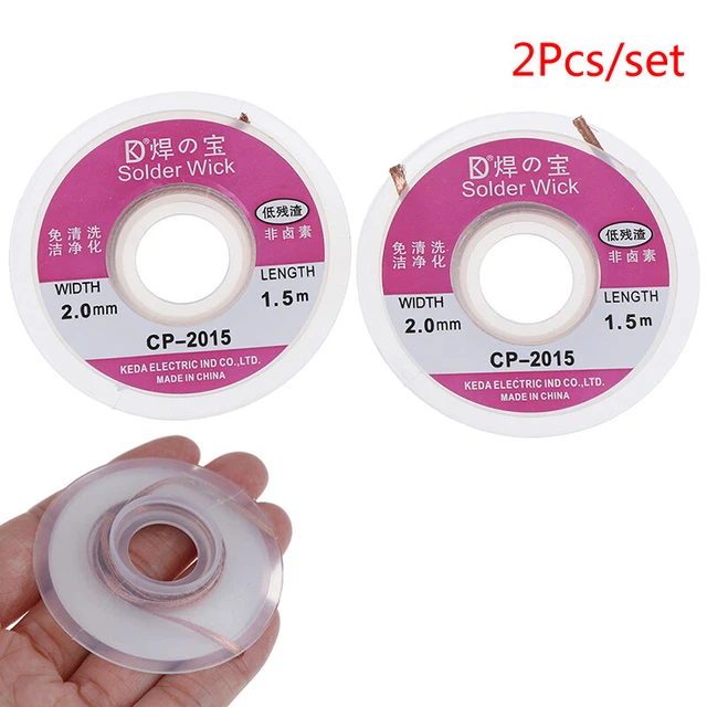 2Pcs Solder Wick Remover Desoldering Braid Wire Sucker Cable Fluxed Flux USFY