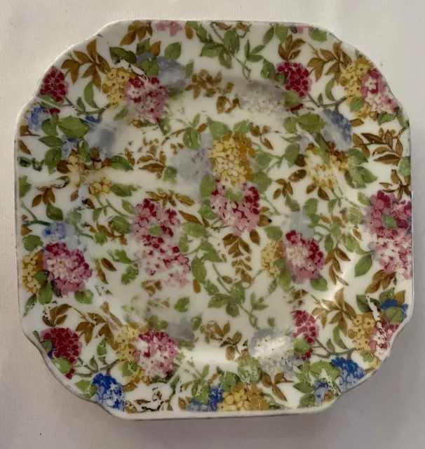 Vintage Floral Chintz Side Plate Superior Porcelain Japan c1930s