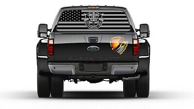 AMERICAN FLAG Black & Gray Army Special Forces REAR WINDOW Perf GRAPHIC DECAL